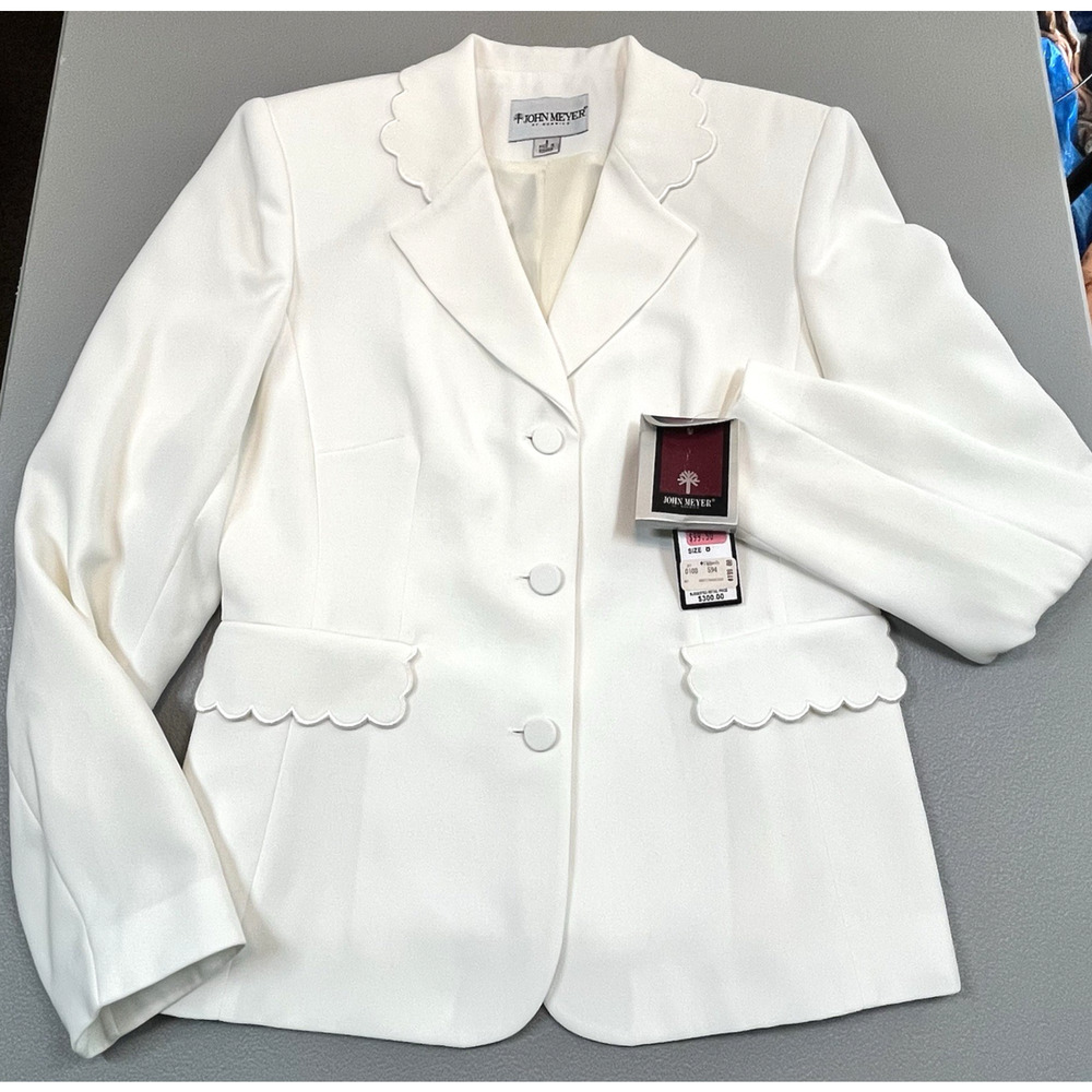 Vtg NOS John Meyer of Norwich Suit Blazer Lined Sz 8 New Scalloped Trim Classic